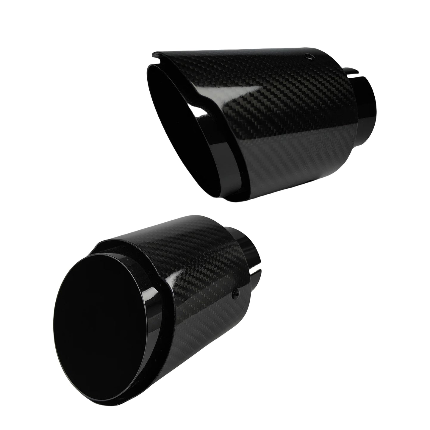 1 Pcs Universal Car Carbon Fibre Tail Throat Stainless Steel Silencer Bright Black Twill Glossy Muffler Exhaust Nozzle Tip