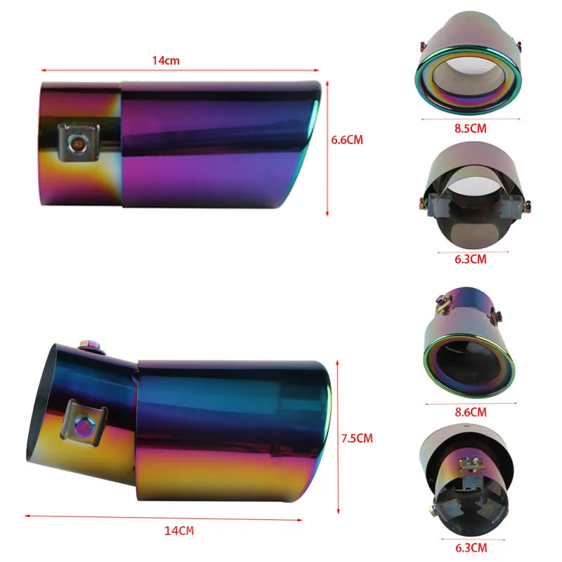 Universal Car Exhaust Muffler Tip Round Stainless Steel Car Tail Rear Chrome Round Exhaust Pipe Tail Muffler Tip Pipe