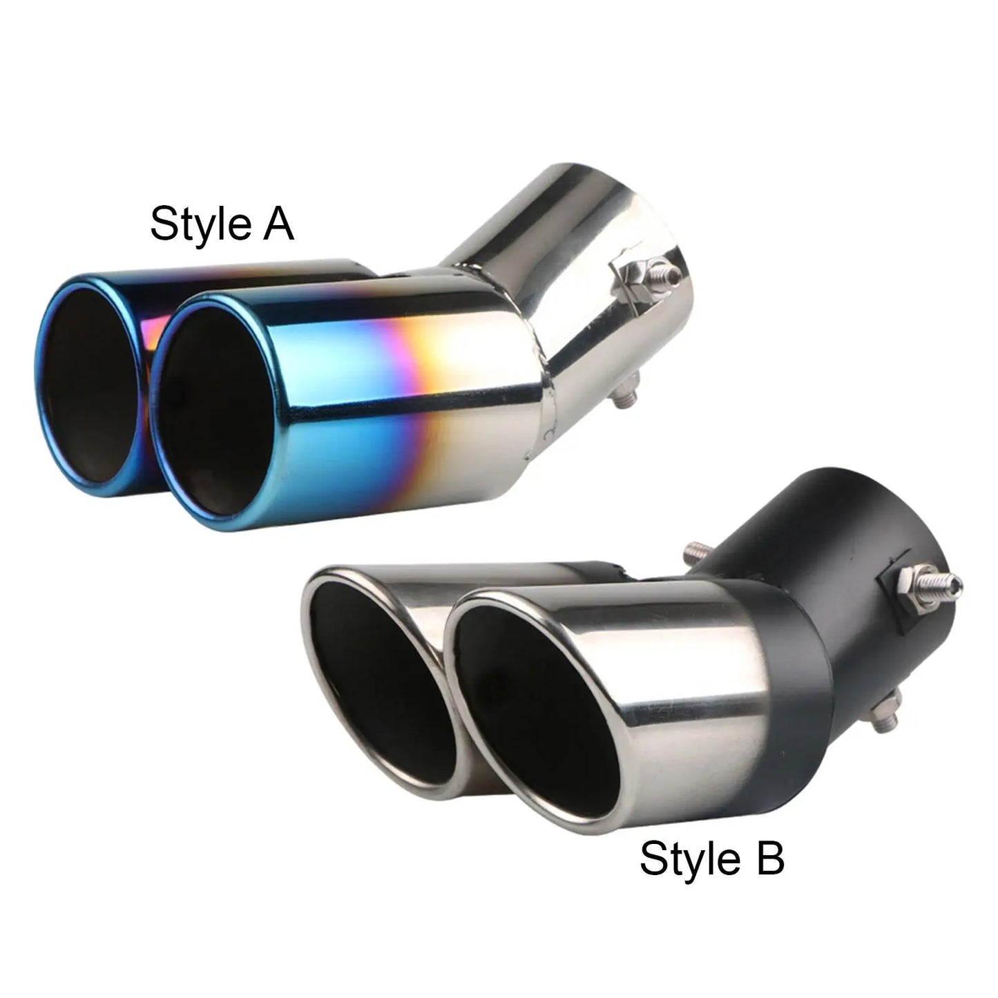 Car Dual Throat Muffler Exhaust Tail Pipe Compact Double Outlet Tail Pipe