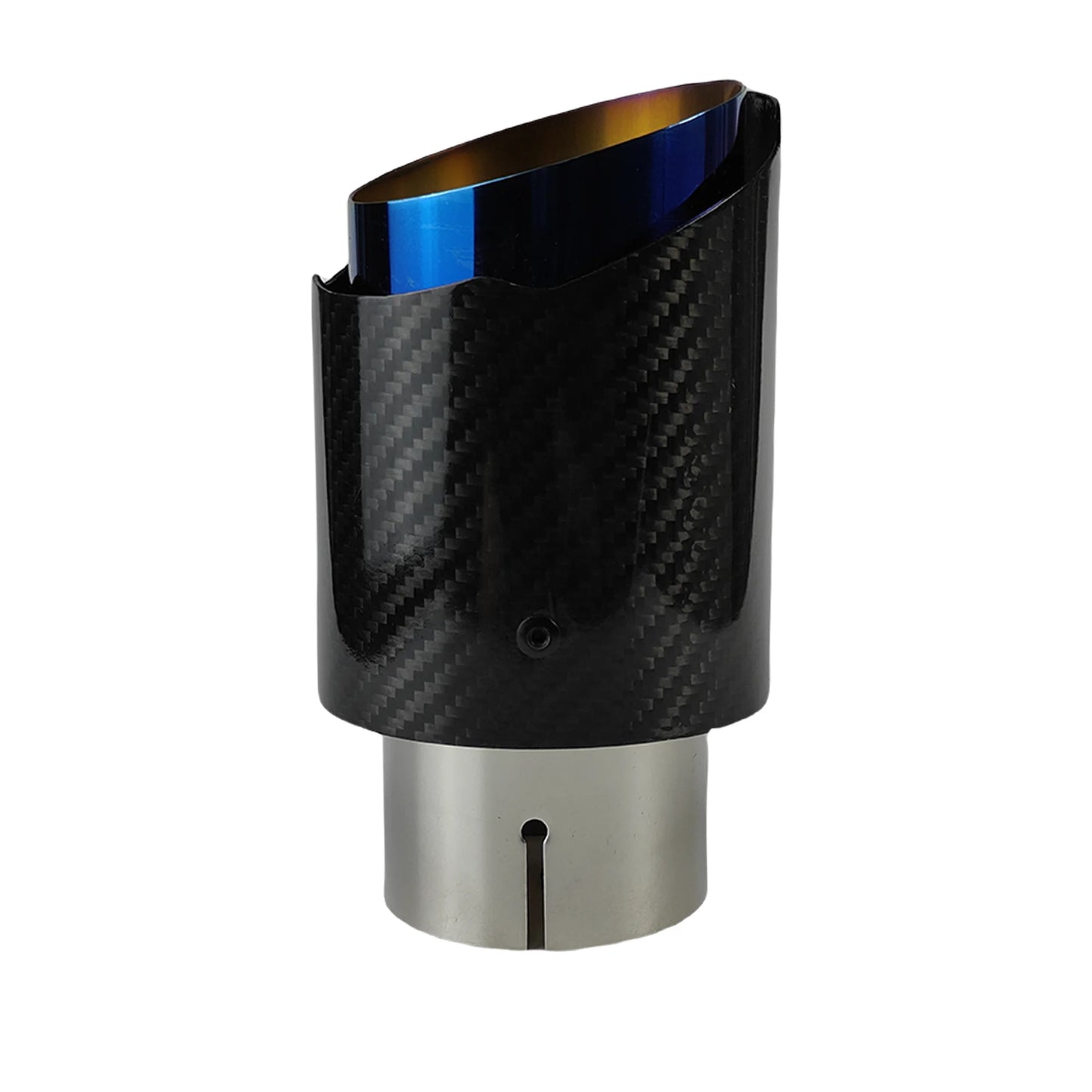 1 Pcs Universal Car Carbon Fibre Tail Throat Stainless Steel Silencer Blue Plating Twill Glossy Muffler Exhaust Nozzle Tip