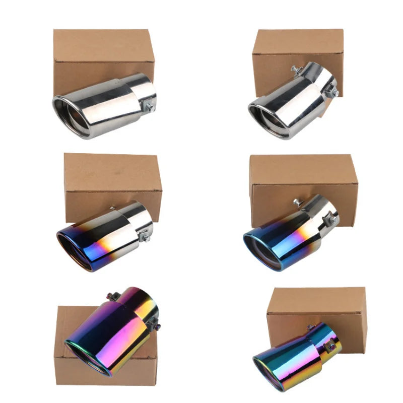 Universal Car Exhaust Muffler Tip Round Stainless Steel Car Tail Rear Chrome Round Exhaust Pipe Tail Muffler Tip Pipe