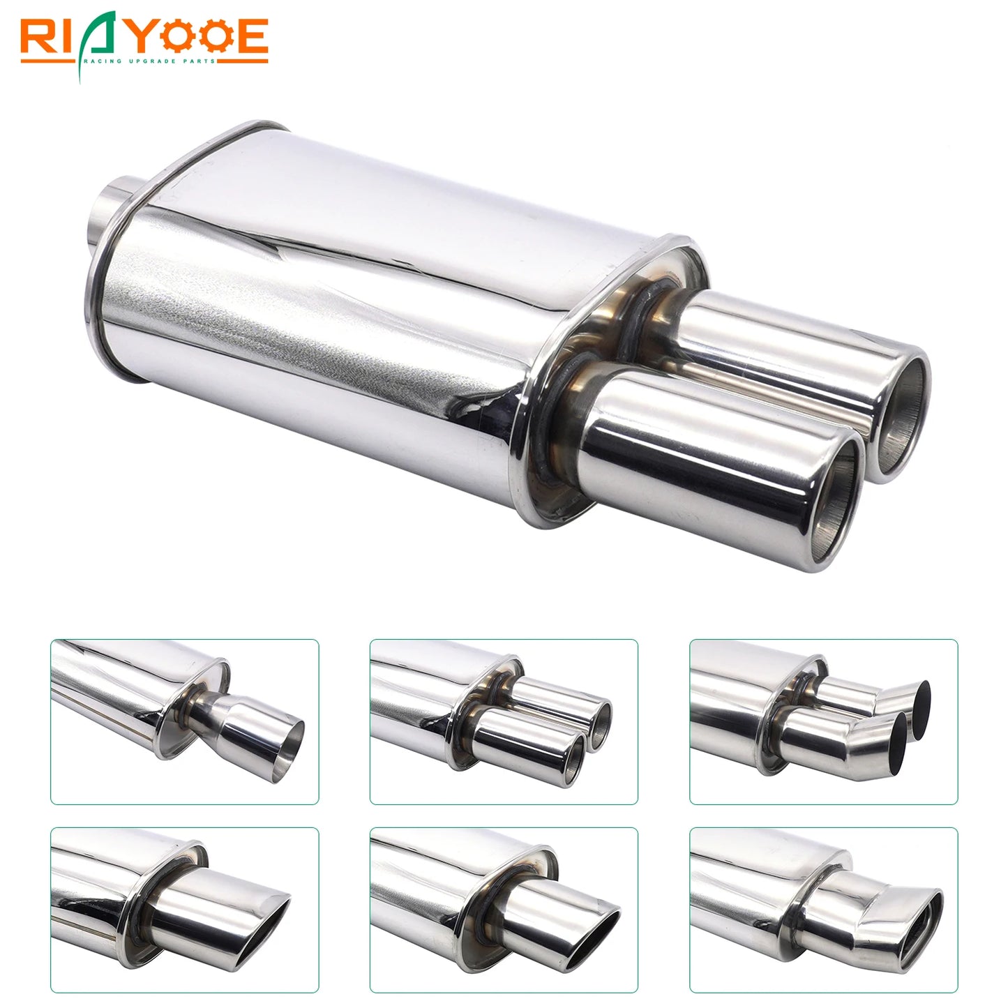 Car Exhaust Muffler Pipes Tailpipe System Racing Sport Mufflers Turbo Sound Boost Stainless Steel 63mm Double Inlet Outlet