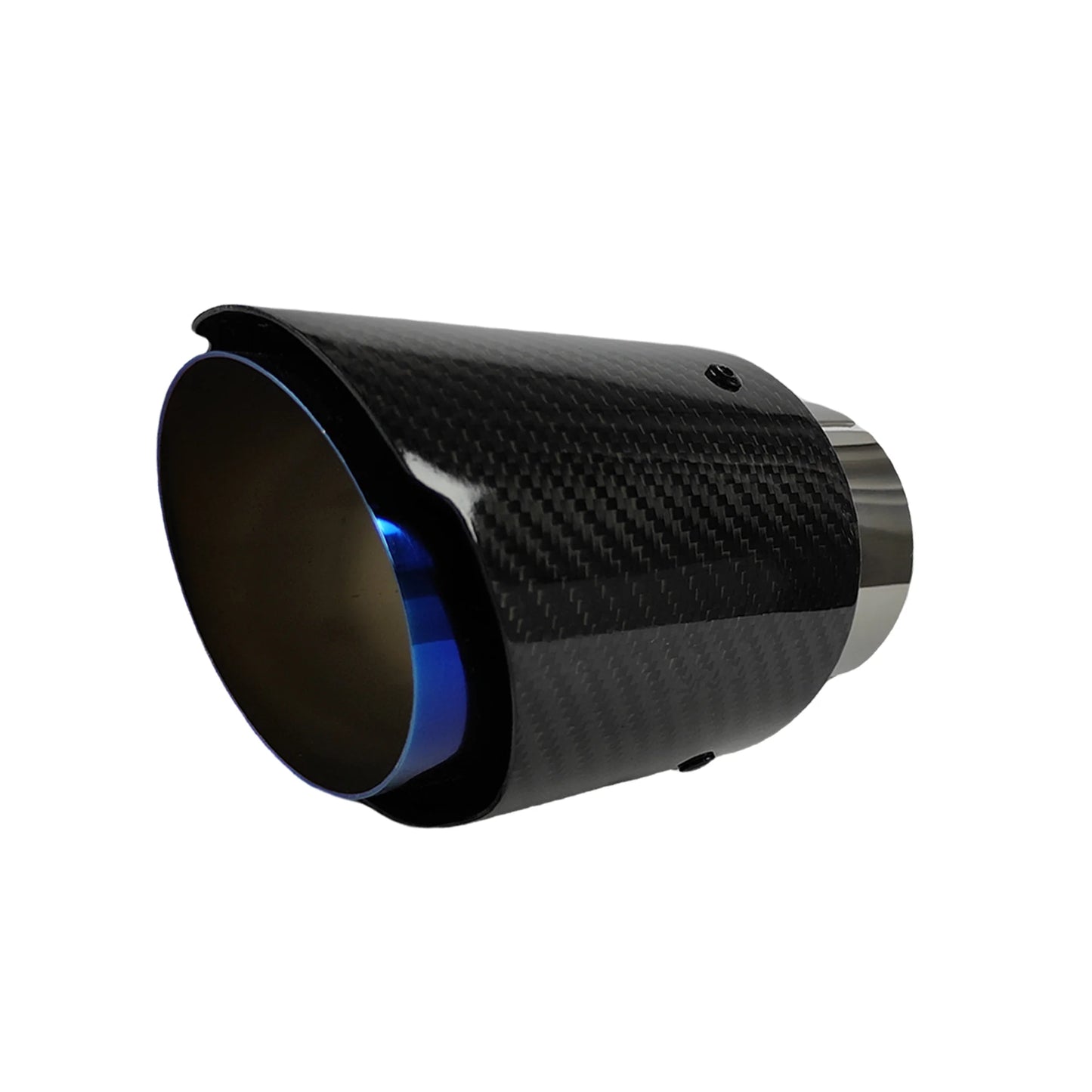 1 Pcs Universal Car Carbon Fibre Tail Throat Stainless Steel Silencer Blue Plating Twill Glossy Muffler Exhaust Nozzle Tip