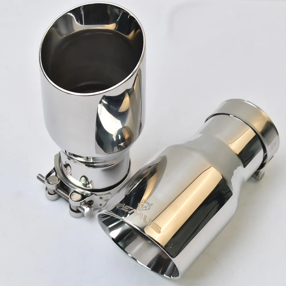 1Piece Car Bright Exhaust Tail Pipe Stainless Steel Bevel Edge Shinny Muffler Tip With Remus