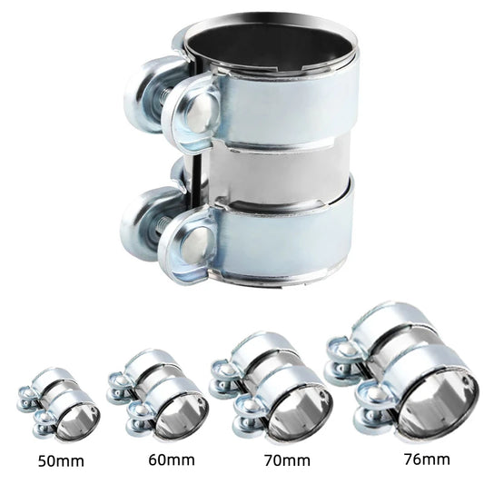 Exhaust Clamp Stainless Steel 45mm 50mm 55mm 60mm 65mm 70mm 76mm Exhaust Tube Pipe Connector Joiner Sleeve Clamp Adjustable Tip