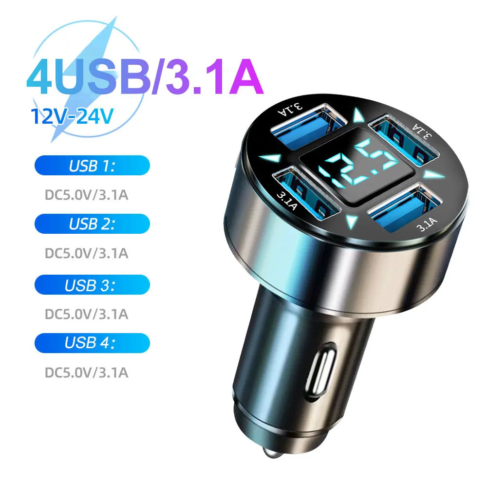 Car Charger250W 6 Ports Fast Charging PD QC3.0 USB C Car Phone Charger Type C Adapter in Car For iPhone Samsung Huawei Xiaomi