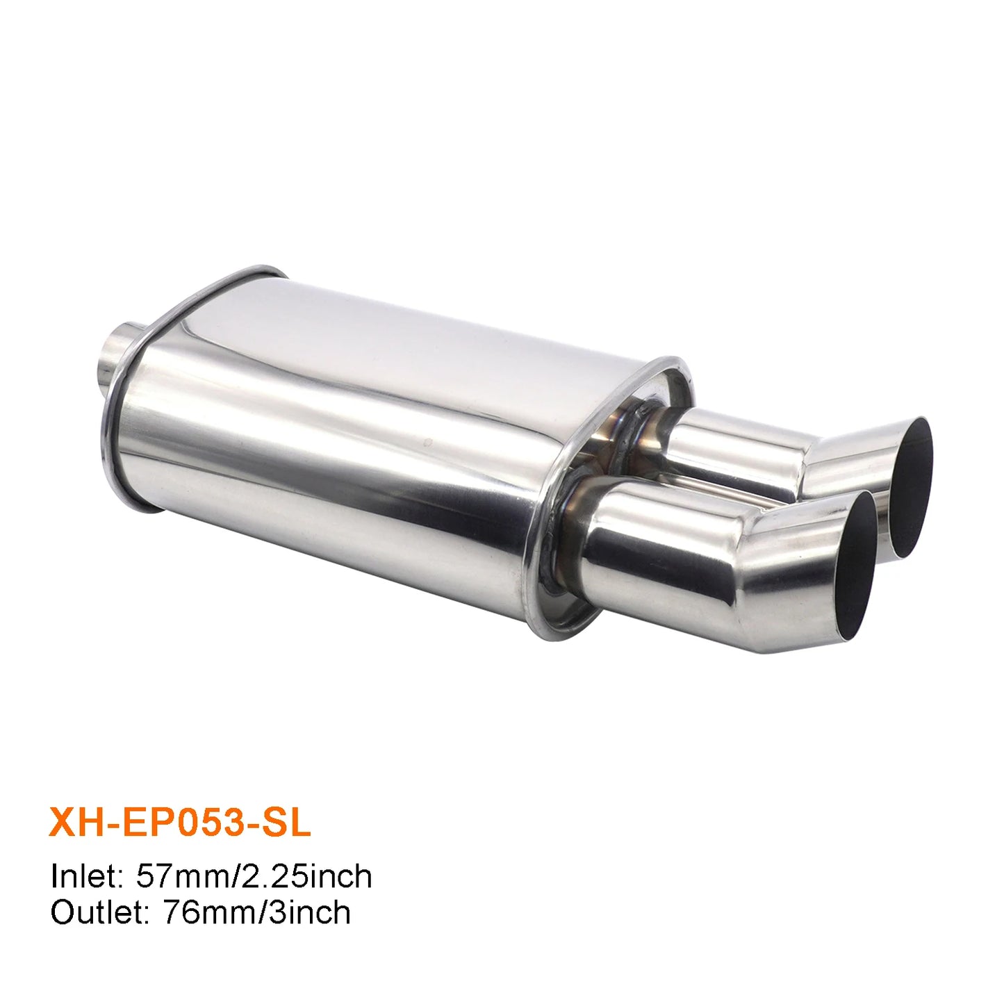 Car Exhaust Muffler Pipes Tailpipe System Racing Sport Mufflers Turbo Sound Boost Stainless Steel 63mm Double Inlet Outlet